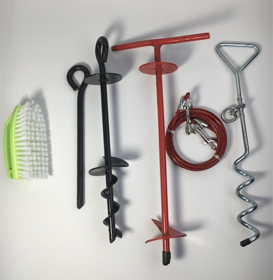 Huisdier Spiraal Ground Nail Vaste stapel met dubbele kop Haak Stalen draad trektouw