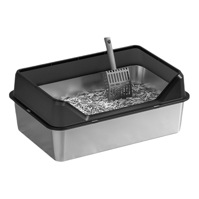 Roestvrij staal kattenbak Hoog behuizing scoop niet-klevend anti-lekkage gemakkelijk schoon te maken