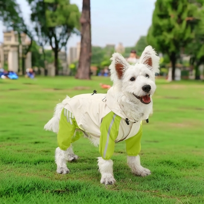 Waterdicht reflecterend viervoetige huisdier hond regenjas kleding met hoed voor kleine dieren