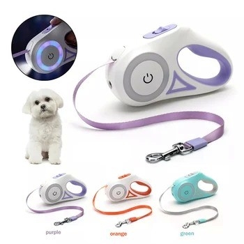 LED verlicht hondensleed voor middelgrote honden Duurzaam nylon auto terugtrekbaar huisdier wandelband