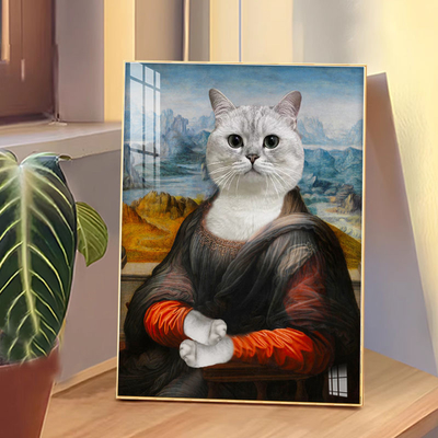 Honden Katten Huisdier Portret Op maat gemaakt Aluminium frame Meerdere huisdieren Decoratief schilderen