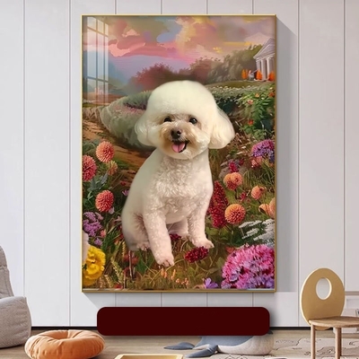 Honden Katten Huisdier Portret Op maat gemaakt Aluminium frame Meerdere huisdieren Decoratief schilderen