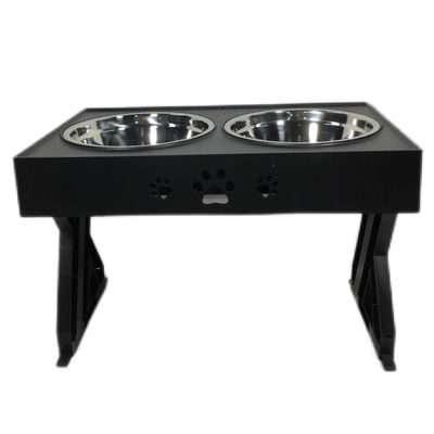 Zwart roestvrij staal dubbele schalen staan voor grote honden Geen lek niet-slip verstelbare hoogte cervicale bescherming