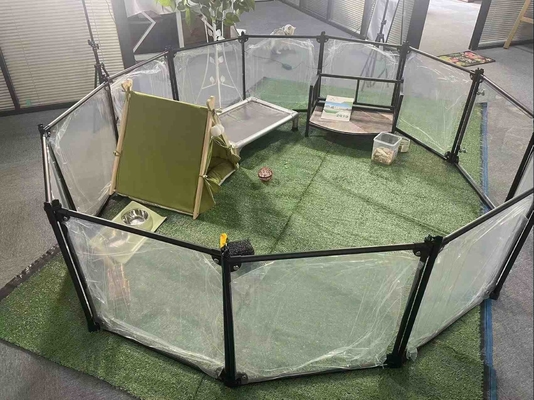 Aluminium Flooding Pet Playpen Honden oefening hek 12 panelen Zwart 65 x 91 cm Patroon Solid
