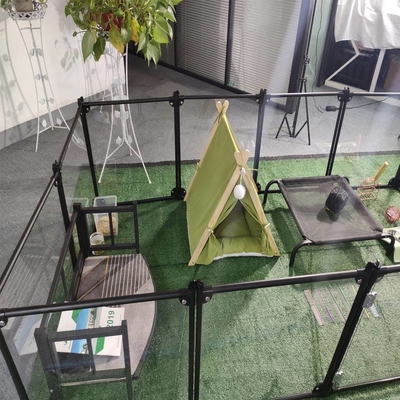 Dierenpatroon Aluminium vouwbaar speeltuin voor huisdieren 12 panelen Zwart 65 x 91 cm voor honden