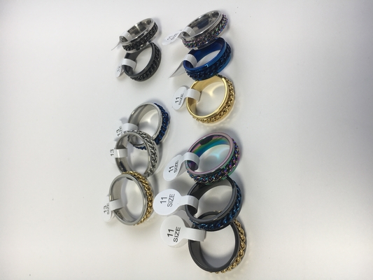 Meerdere kleuren 8 mm breed Titanium staal ketting Ring Spinning Ring voor mannen mode