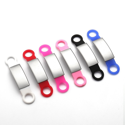 Honden Silicone Slide op Honden Tag Blank roestvrij staal Huisdier ID Tag met Custom Laser Logo