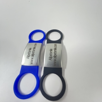 Honden Silicone Slide op Honden Tag Blank roestvrij staal Huisdier ID Tag met Custom Laser Logo