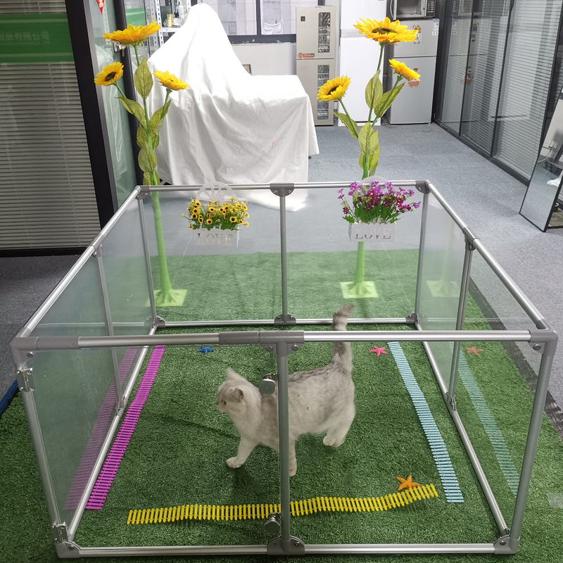Transparante acryl halfcirkel vouwbaar huisdier hek voor binnen- of buiten in DIY stijl