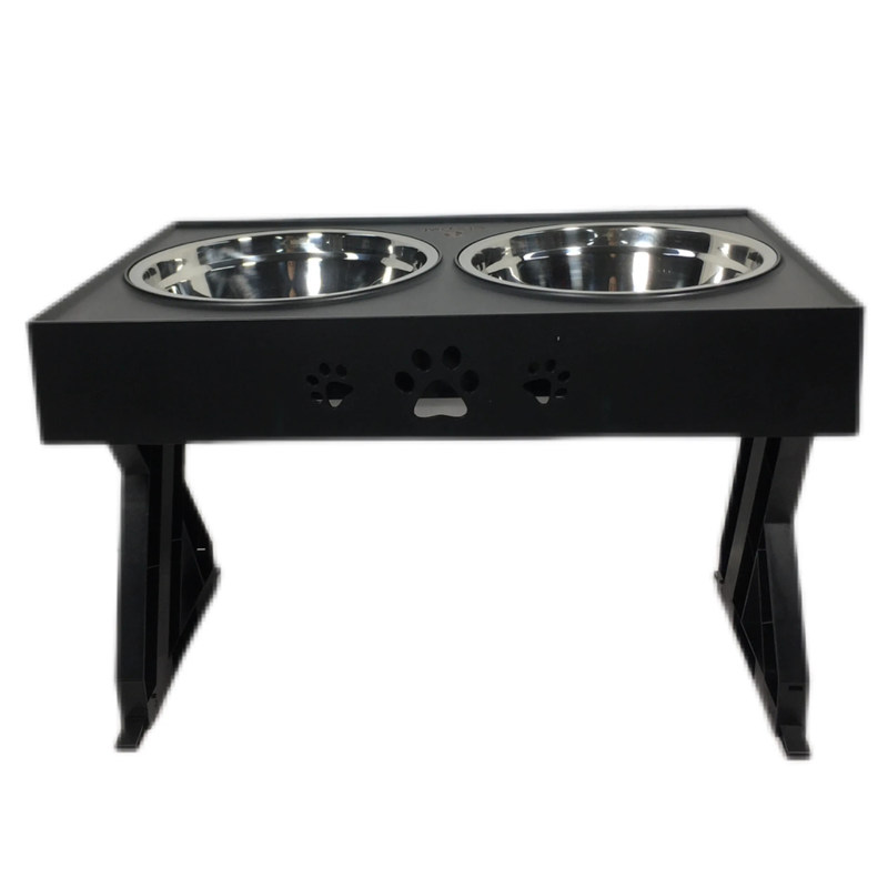 Zwart roestvrij staal dubbele schalen staan voor grote honden Geen lek niet-slip verstelbare hoogte cervicale bescherming