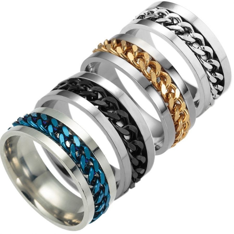 Punk mannen draaibare accessoire ring roestvrij staal titanium band voor vrouwen